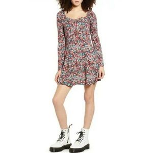 Bp Nordstrom Floral Print Mini Dress Sz L